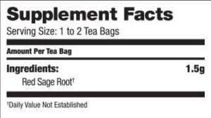 Supplement facts, serving size, and ingredients.
