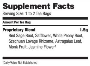 Supplement facts, serving size, and ingredients.