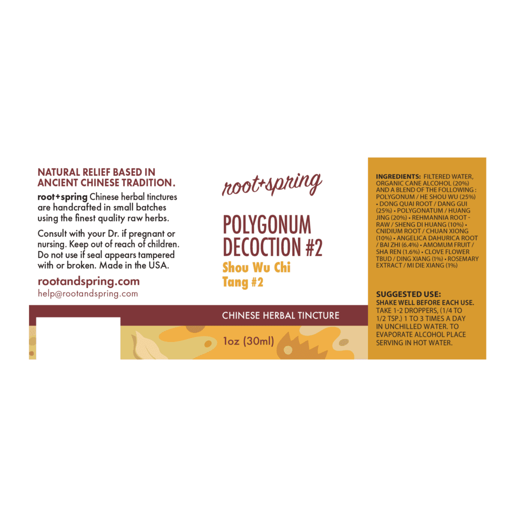 Image of Polygonum-Decoction Shou Wu Chi Tang - Liquid Extract (Tincture) by Root+Spring 1oz label