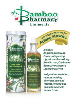 Relief and Recovery Pain Relieving Rub (Shu Huan Zhi Tong You) by Bamboo Pharmacy lists of herbs and uses.