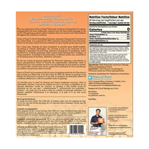 Image of Prince of Peace - American Ginseng ROOT Tea - Supplement Facts