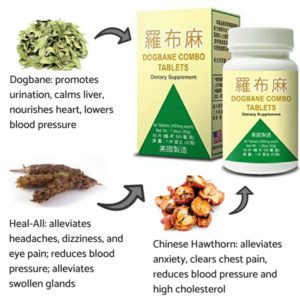 Key ingredients are dogbane, heal-all, and chinese hawthorn.