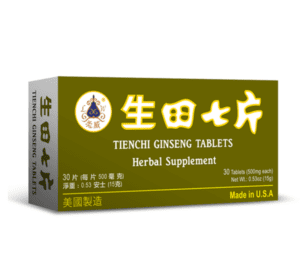 Box of 30 tablets of Tienchi Ginseng Tablets herbal supplement.