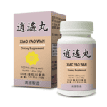 Bottle of 100 pills of Lao Wei's Xiao Yao Wan Dietary Supplement, English and Chinese text.