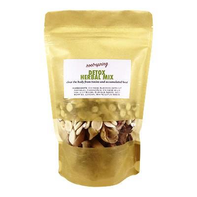 Resealable pouch of root + spring Detox Herbal Mix.