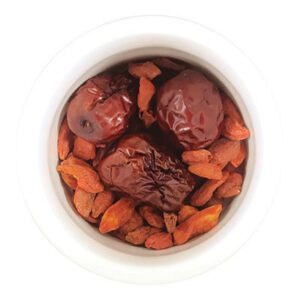 Ingredients are lycium fruit (gou qi zi) and jujube date (da zao).