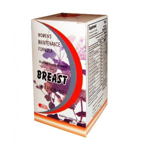 Box of 150 pills of 300 milligrams each, of KGS women's maintenance formula, herbal supplement for breast (ru jie xiao).