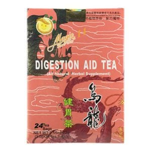 Box of 24 tea bags of Golden Child Magic Herb Tea 11 Digestion Aid Tea (All Natural Herbal Supplement), with English and Chinese text.