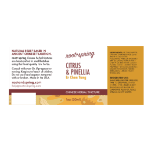 Image of Citrus-Pinellia label with ingredients, suggested use, directions, and precautions.