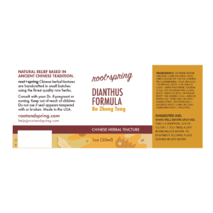 Image of Dianthus-Formula label, with ingredients and suggested use.