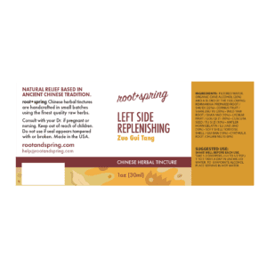 Image of Left-Side-Replenishing label with ingredients, suggested use, directions, and precautions.