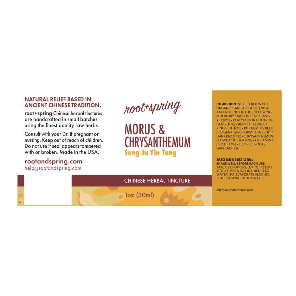 Image of Morus-&-Chrysanthemuma label with ingredients, suggested use, directions, and precautions.