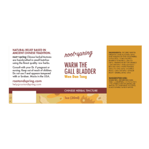 Image of Warm-The-Gall-Bladder label with ingredients, suggested use, directions, and precautions.
