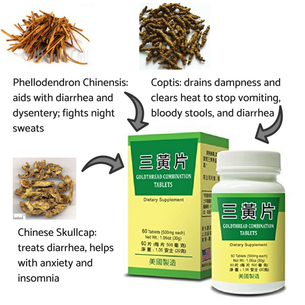 Key ingredients are phellodendron chinensis, coptis, and chinese skullcap.