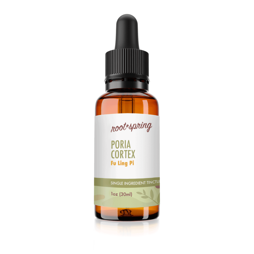 Image of Eyedropper-top tincture bottle containing 1 fluid ounce (30 milliliters) of Poria Cortex (Fu Ling Pi) by root + spring.