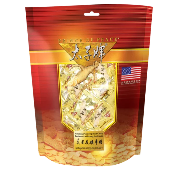 one pound bag american ginseng candies, chinese lettering