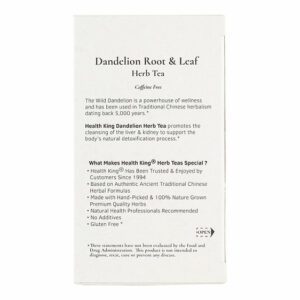 Image of Dandelion Root and Leaf Herb Tea - by Health King back panel, ingredients and information