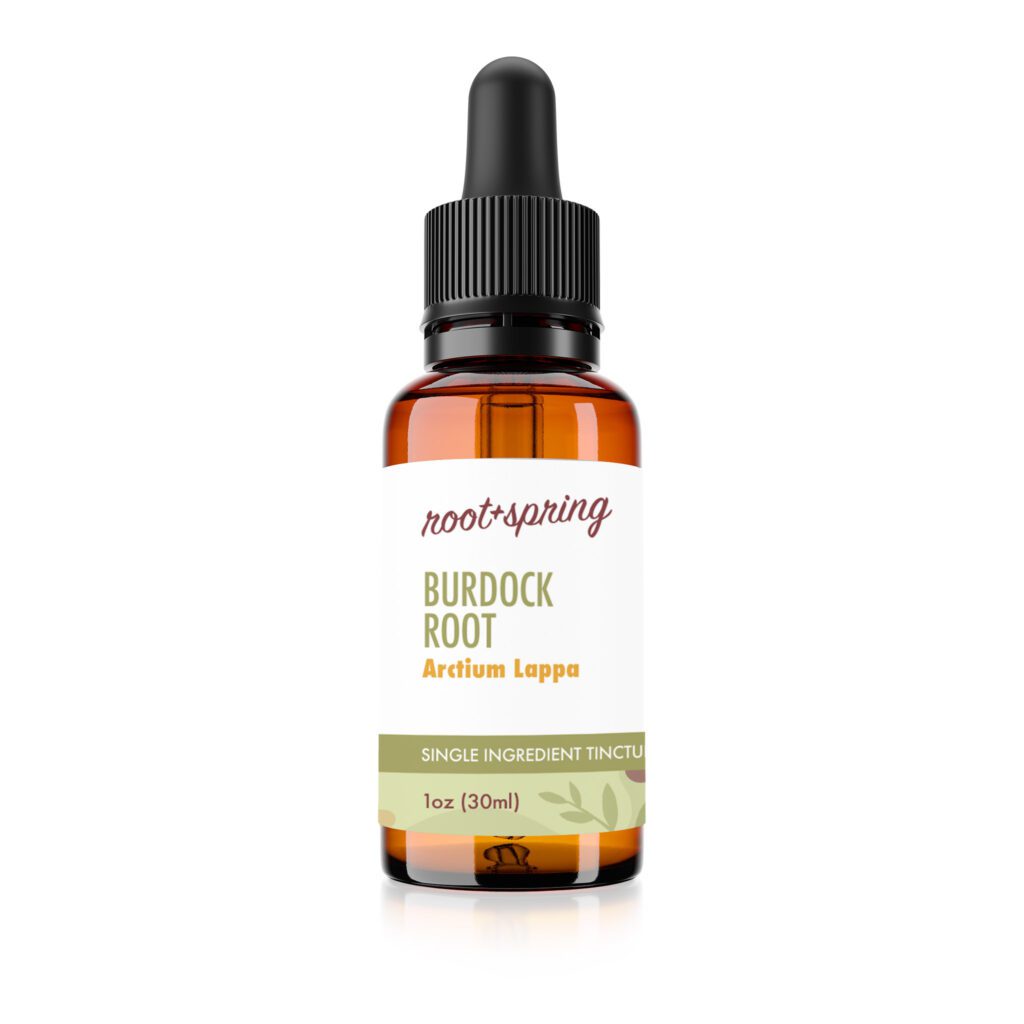 Image of root and spring burdock root liquid tincture bottle, one fluid ounce, thirty milliliters