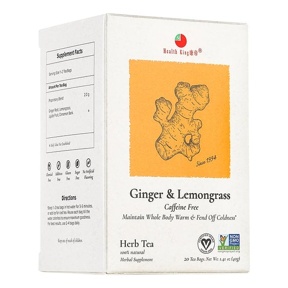 image of ginger root, twenty teabags, net weight 30g