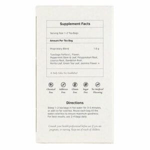 Lung Pacifier Herb Tea - by Health King back panel, supplement facts and directions for use