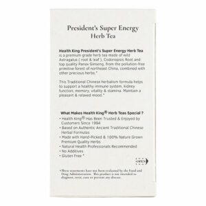 image of President's Super Energy Herb Tea - by Health King ingredients and nutritional info