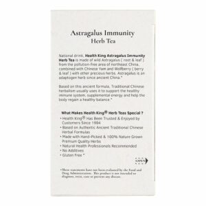 Astragalus Immunity Herb Tea - by Health King back panel, ingredients and nutritional info