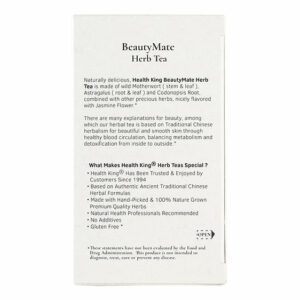 Image of Beauty Mate Herb Tea- by Health King back panel, ingredients and nutritional info