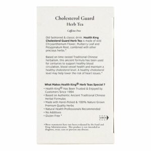 Image of Cholesterol Guard Herb Tea - by Health King back panel, ingredients and nutritional info