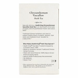 Image of Image of Chrysanthemum Vascuflow Herb Tea - by Health King back panel,ingredients and nutritional info