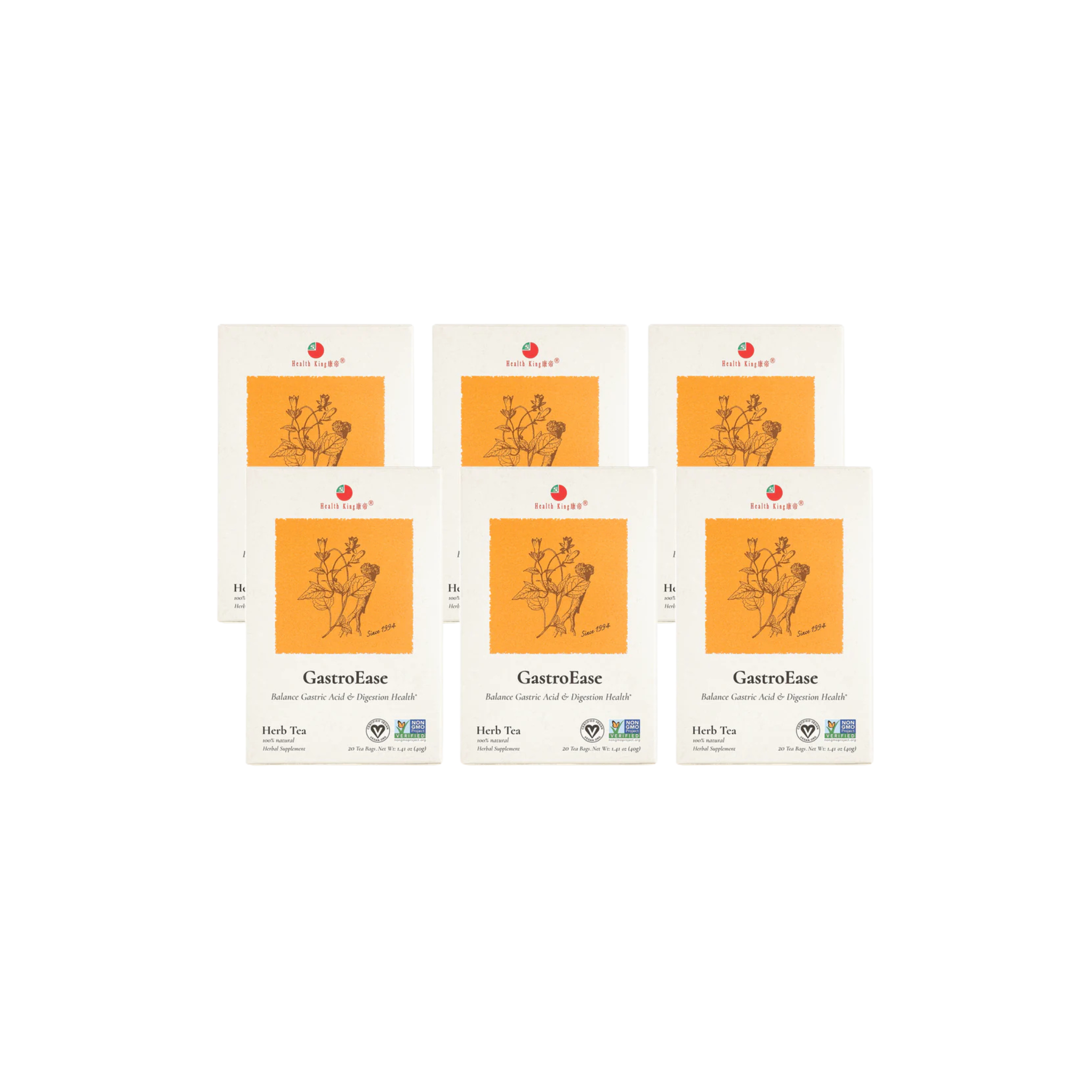 Image of GastroEase Herb Tea - by Health King - 6-pack