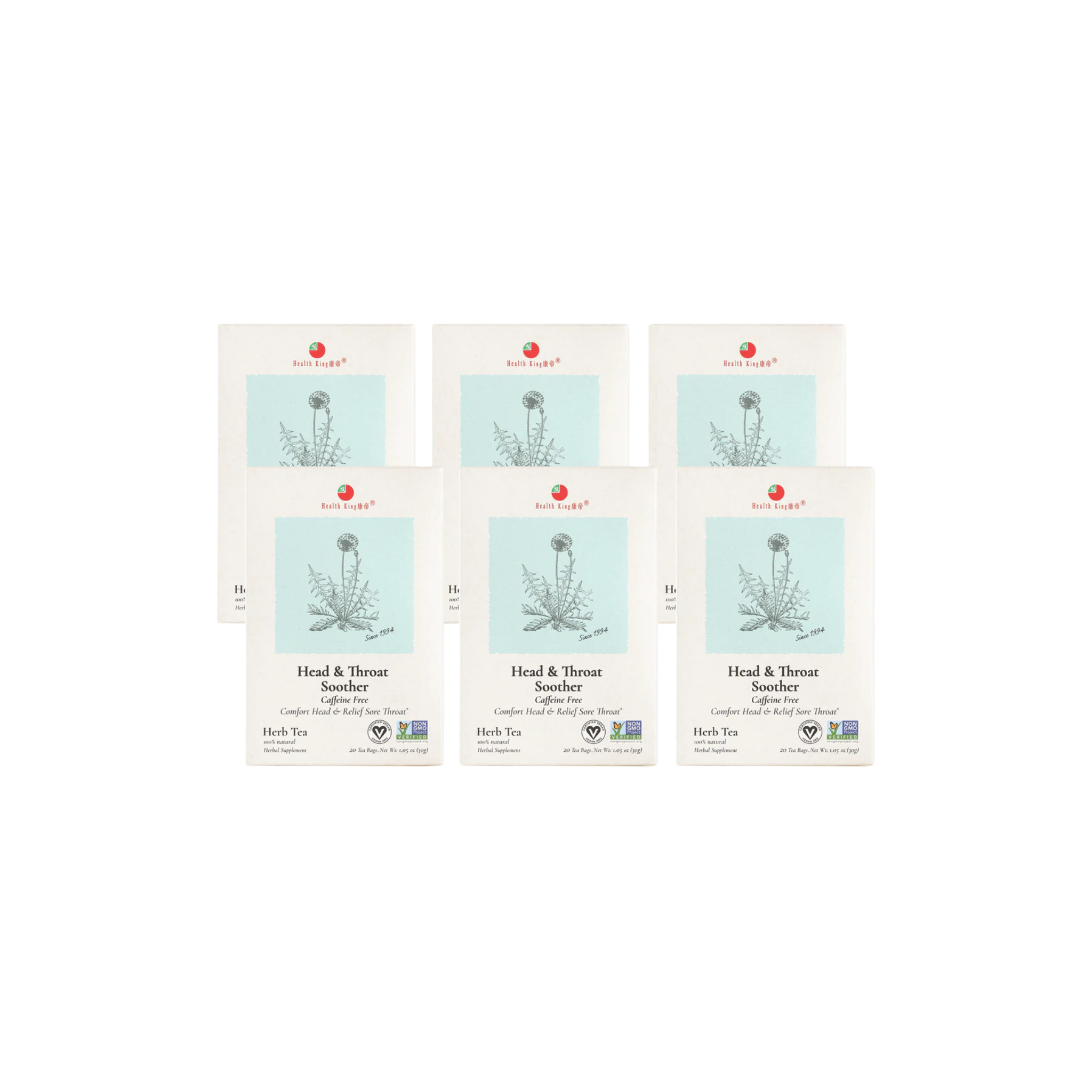 Image of Head and Throat Soother Herb Tea - by Health King - 6-pack