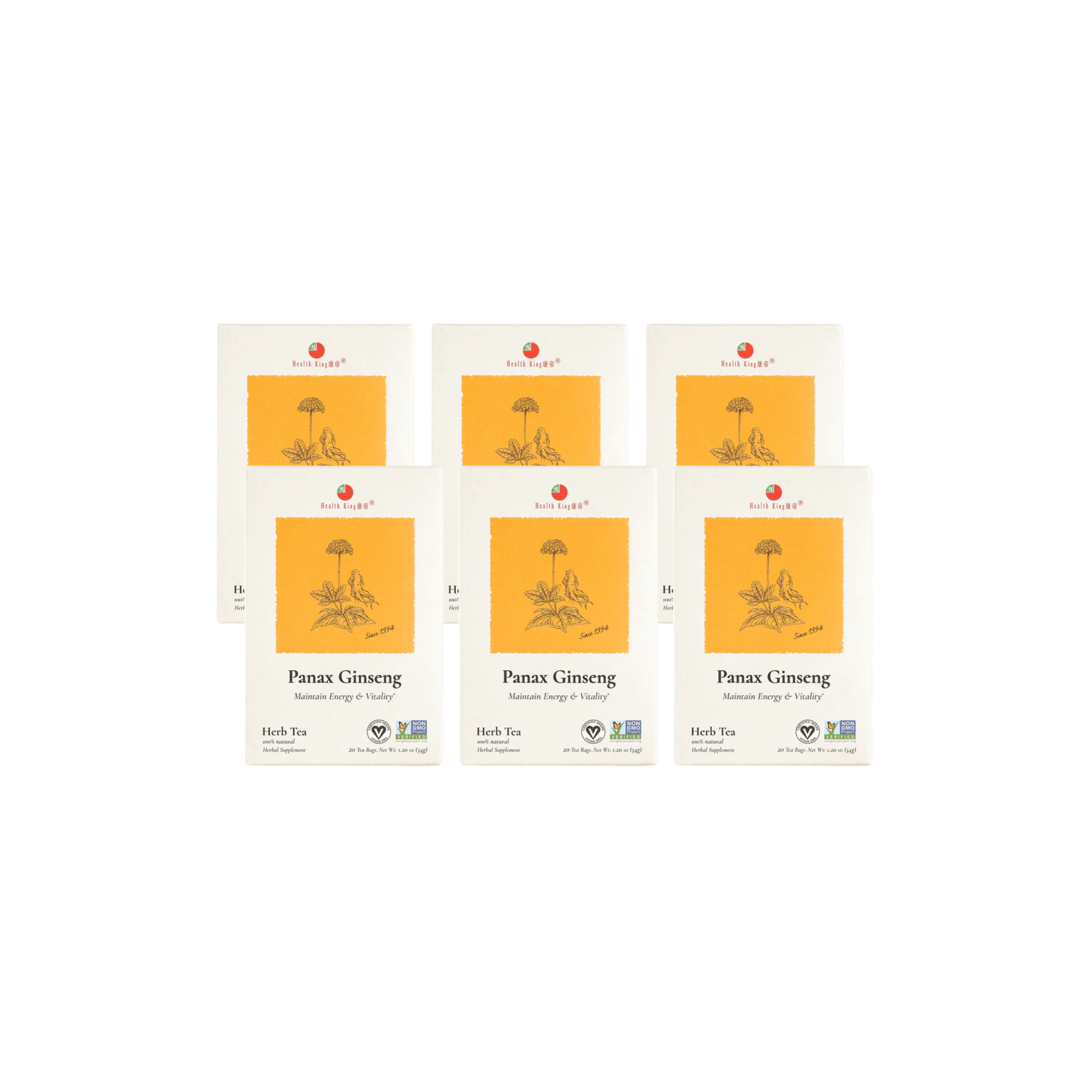Image of Panax Ginseng Herb Tea - by Health King - 6-pack