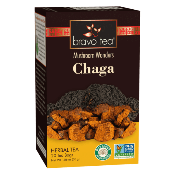 Chaga mushroom tea, twenty teabags per box, thirty grams total net weight