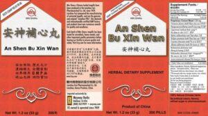 Image of Min Shan An Shen BXW label including directions and ingredients panels