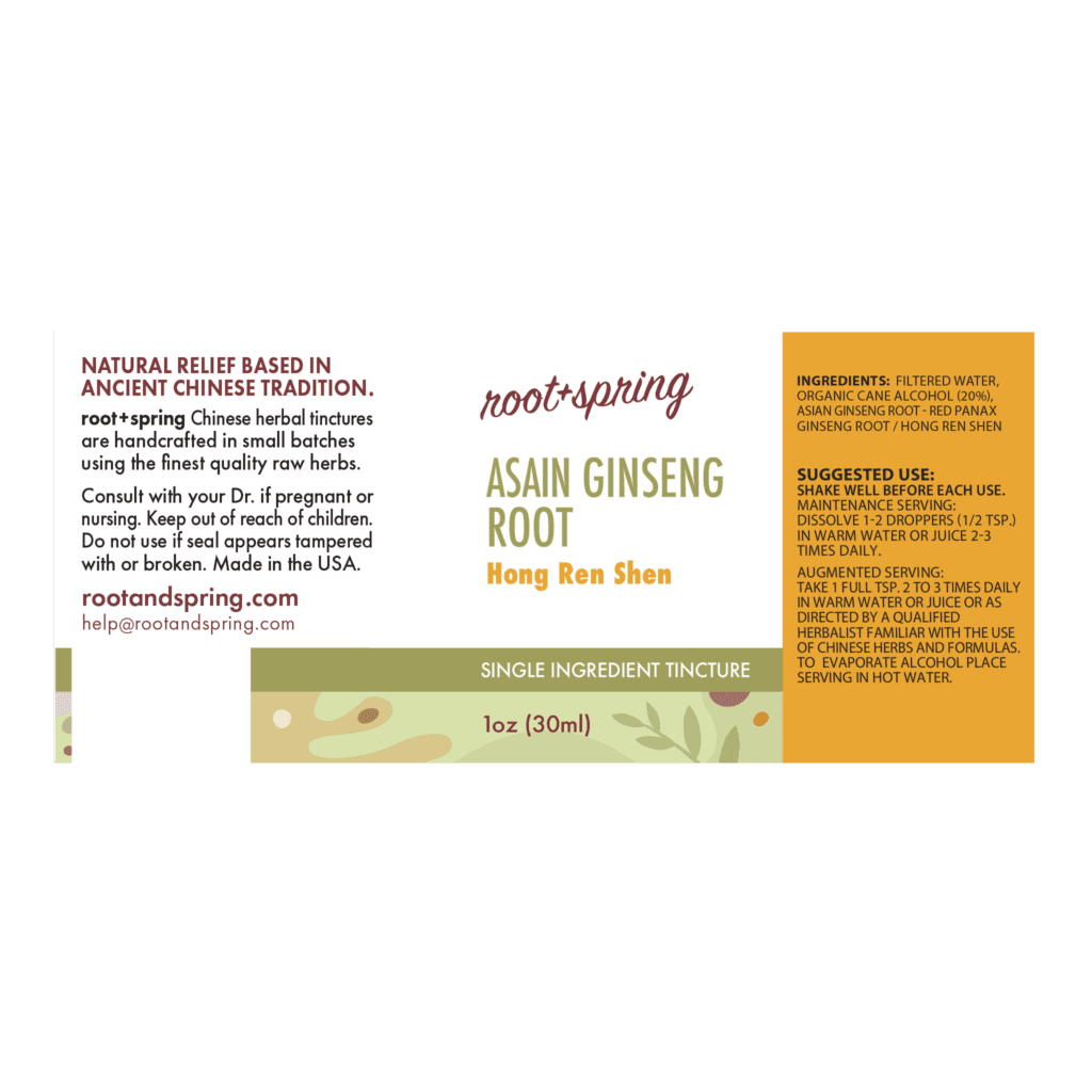 Image of Asain-Ginseng-Root Tincture 1oz Label