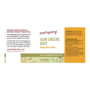 Image of Asain-Ginseng-Root Tincture 1oz Label