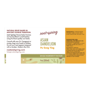 Image of Asian-Dandelion Tincture 1oz Label