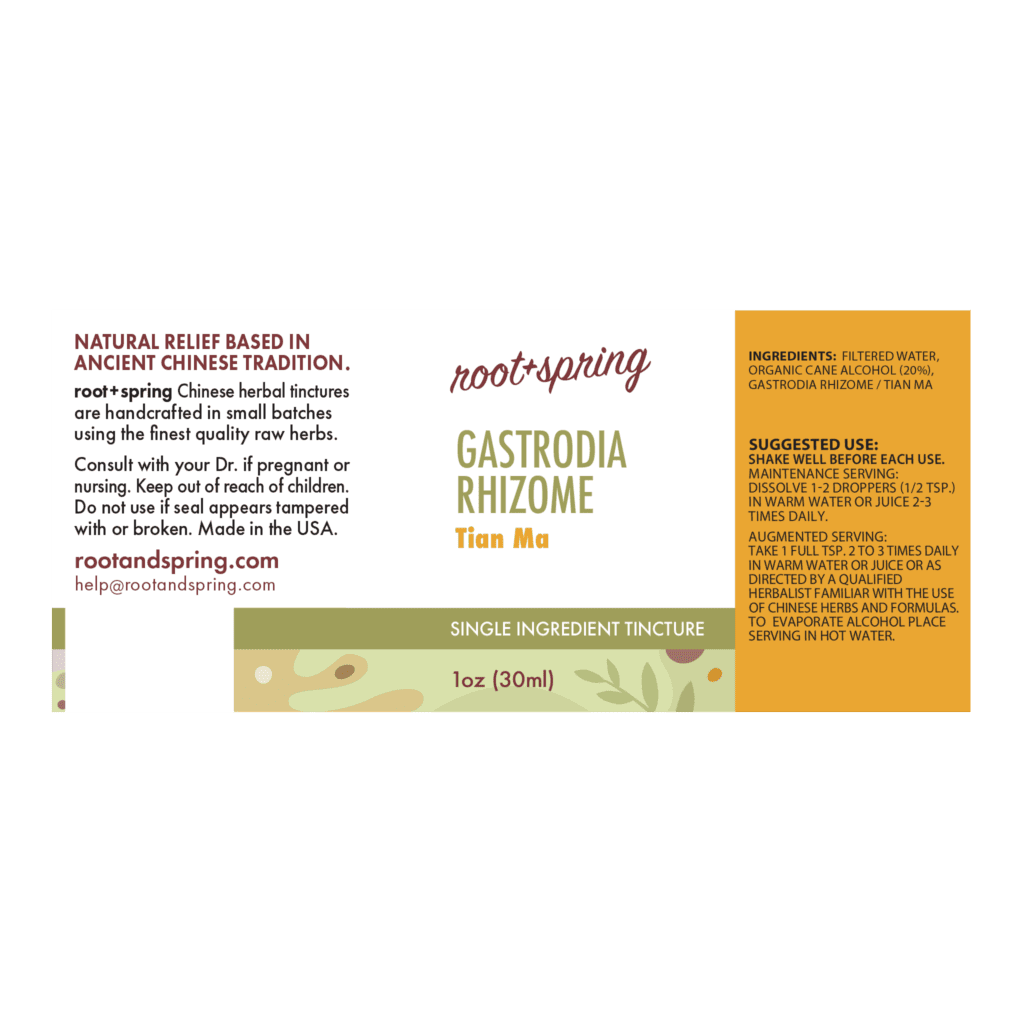 Image of Gastrodia-Rhizome Tincture 1oz Label