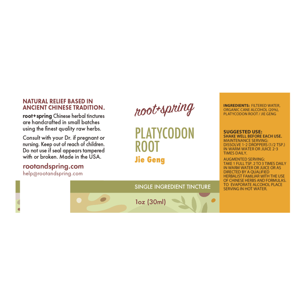 Image of Platycodon-Root Tincture 1oz Label