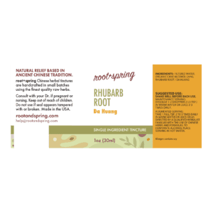 Image of Rhubarb-Root Tincture 1oz Label