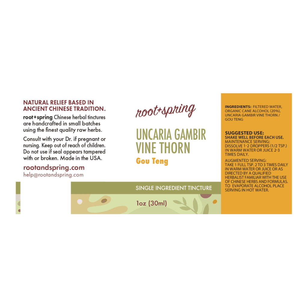 Image of Uncaria-Gambir-Vine-Thorn Tincture 1oz Label