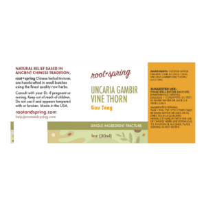 Image of Uncaria-Gambir-Vine-Thorn Tincture 1oz Label