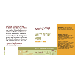 Image of White-Peony-Root Tincture 1oz Label