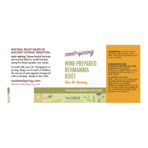 Image of Wine-Prepared-Rehmannia-Root Tincture 1oz Label