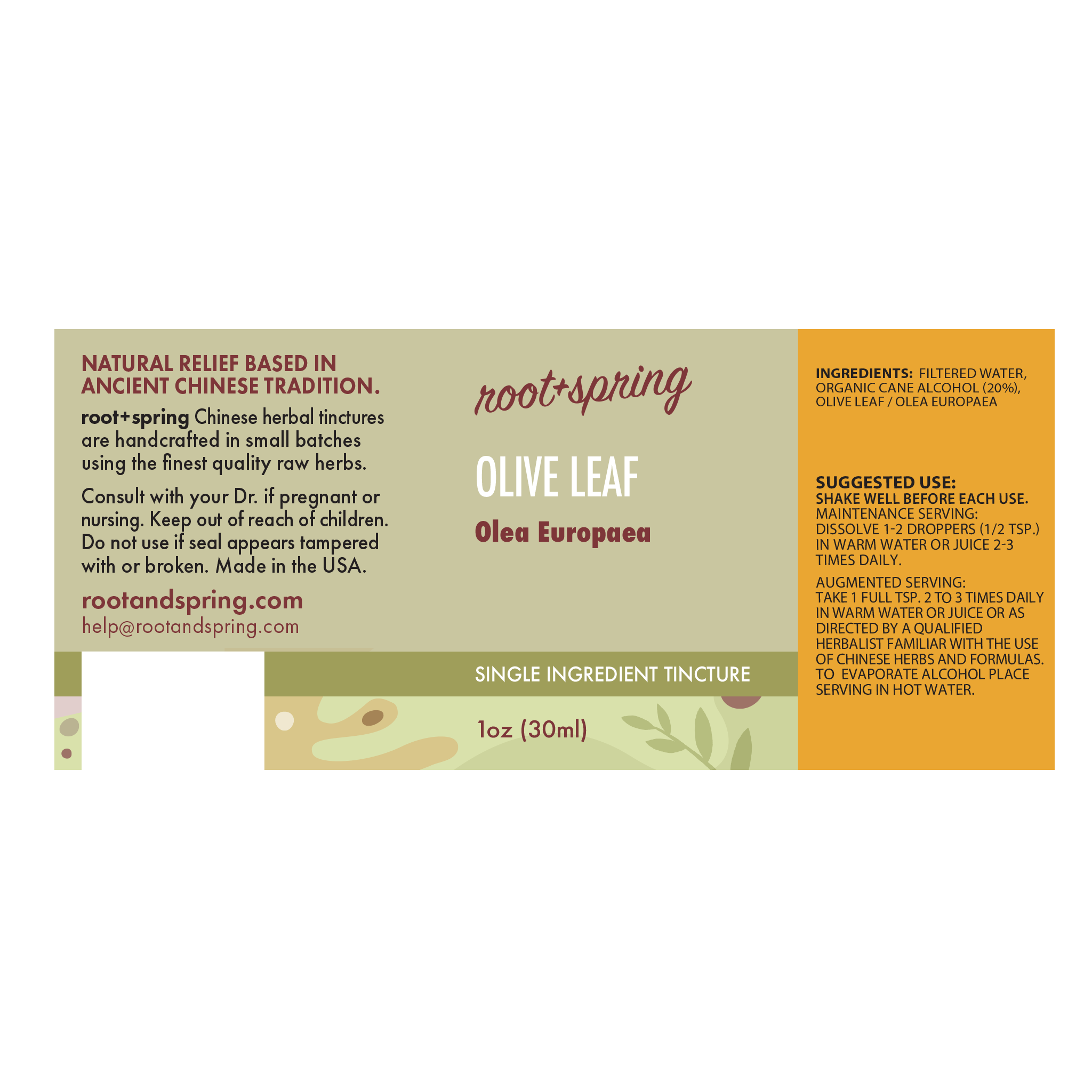 image of Olive Leaf (Olea Europea) – Liquid Extract (Tincture) label