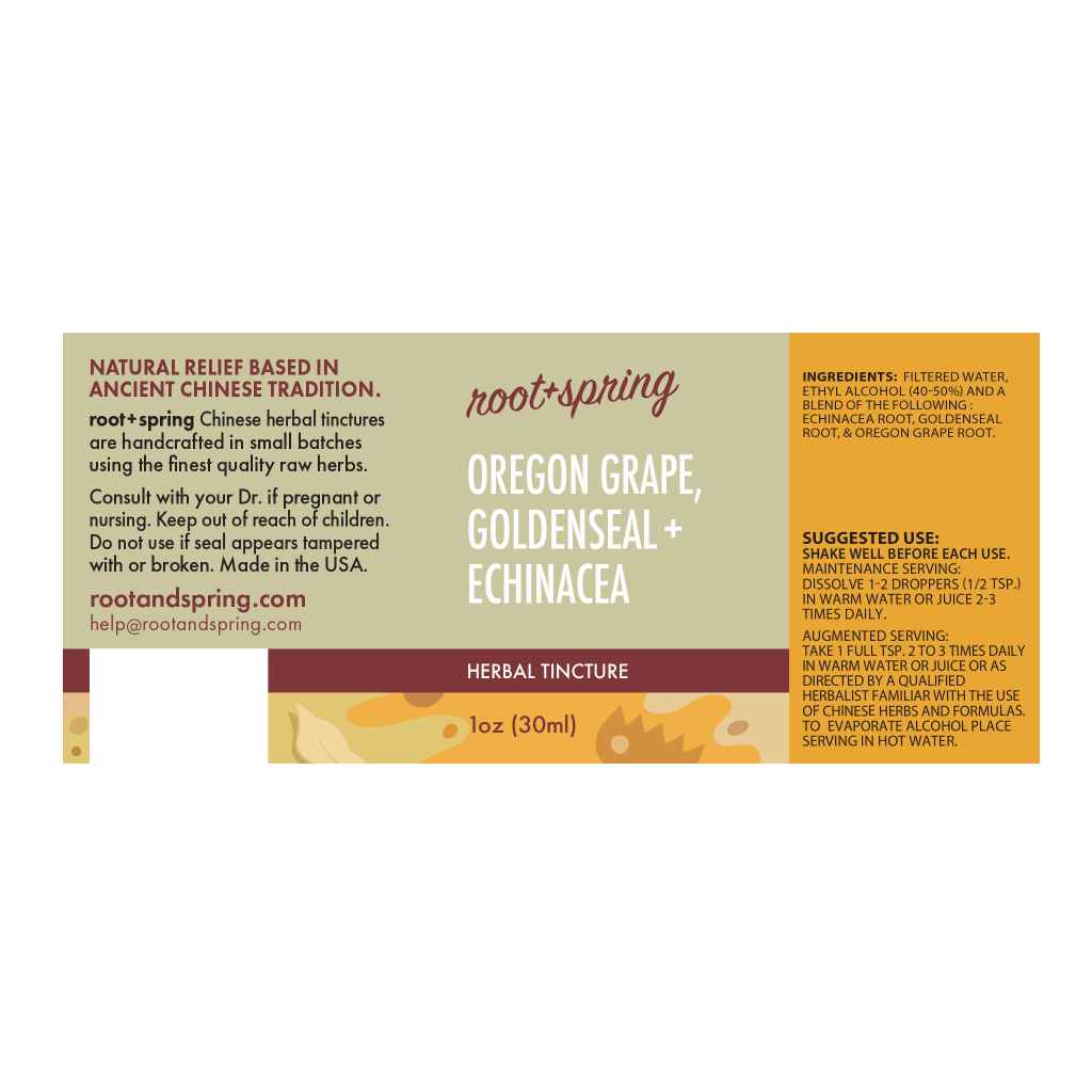 image of Oregon Grape, Goldenseal and Echinacea Combo – Liquid Extract (Tincture) label