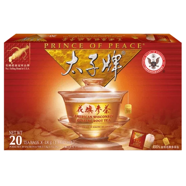 Image of the box of Prince of Peace American Wisconsin Ginseng Root Tea