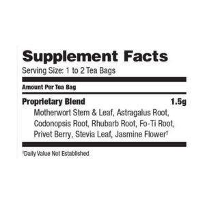 Supplement facts, serving size, and ingredients.