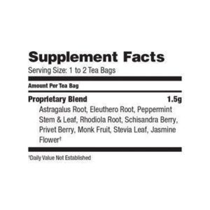 Supplement facts, serving size, and ingredients.