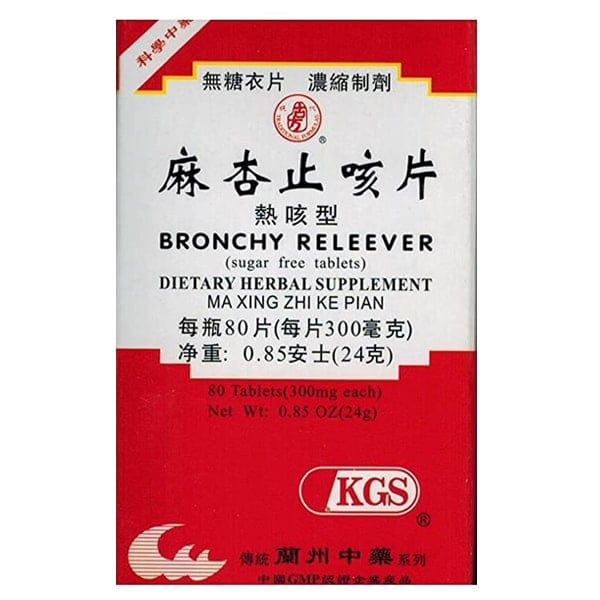 Box of 80 sugar free tablets, 300 milligrams each, of dietary herbal supplement by KGS, with english and chinese text.